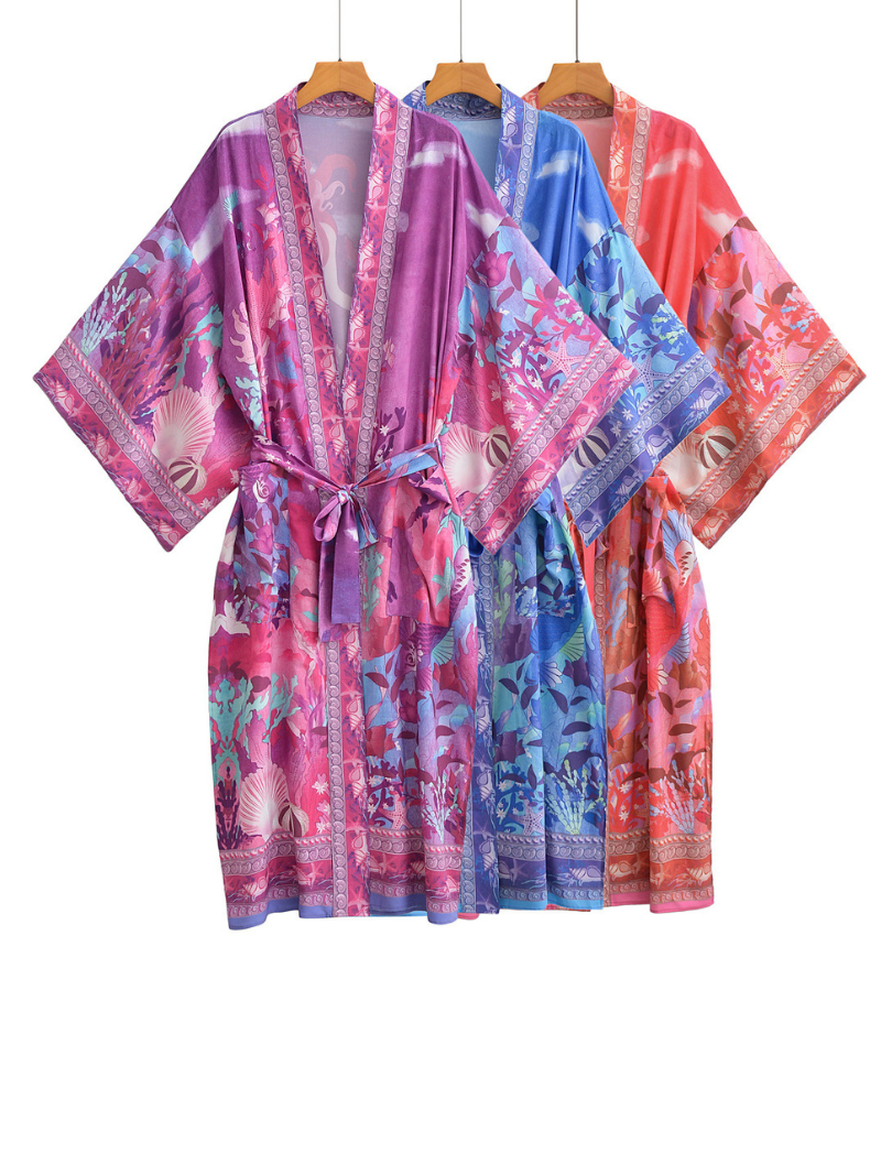 Autumn Multi-Color Mermaid Print Cardigan kimono 5
