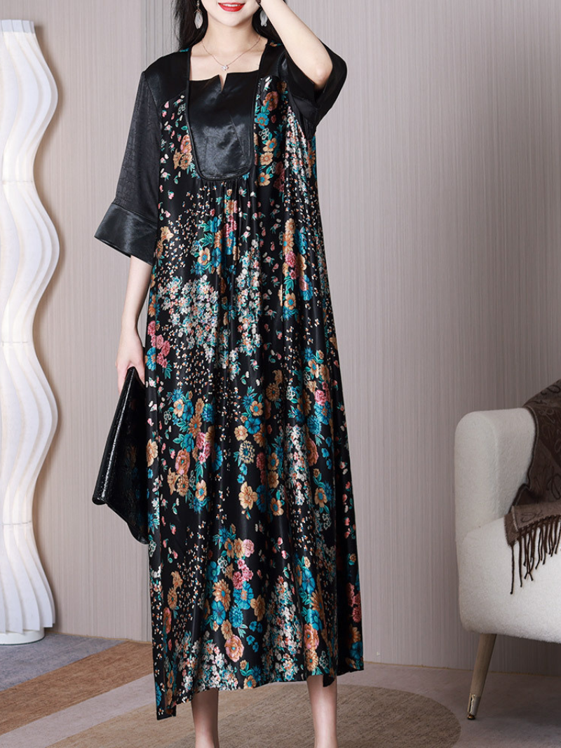 Mad In Love Square Collar Floral A-line Dress - Fashionpara