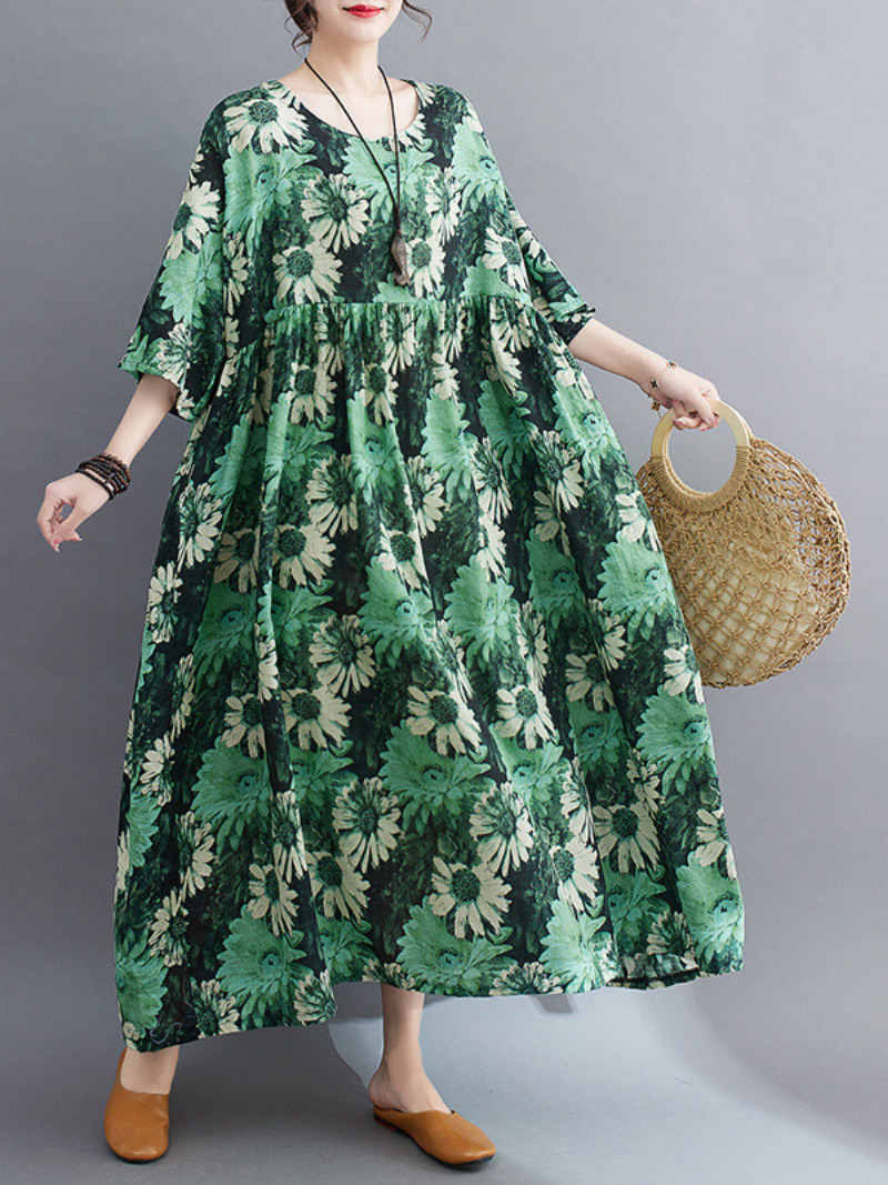 Beauty Queen Round Neck Smock Dress - Fashionpara
