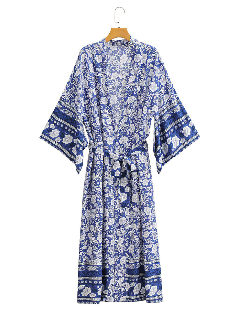 Gorgeous Bohemian long Kimono, Women Long Floral Kimono Dress Bohemian Beach Kimono - Fashionpara