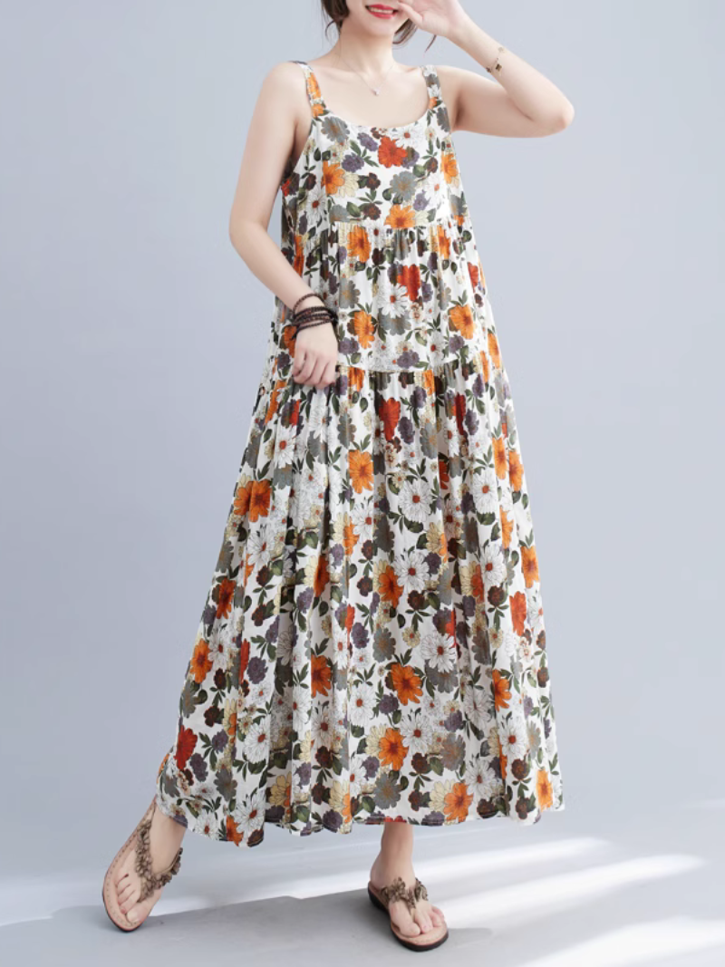Floral Print Sleeveless Tiered Cami Maxi Dress