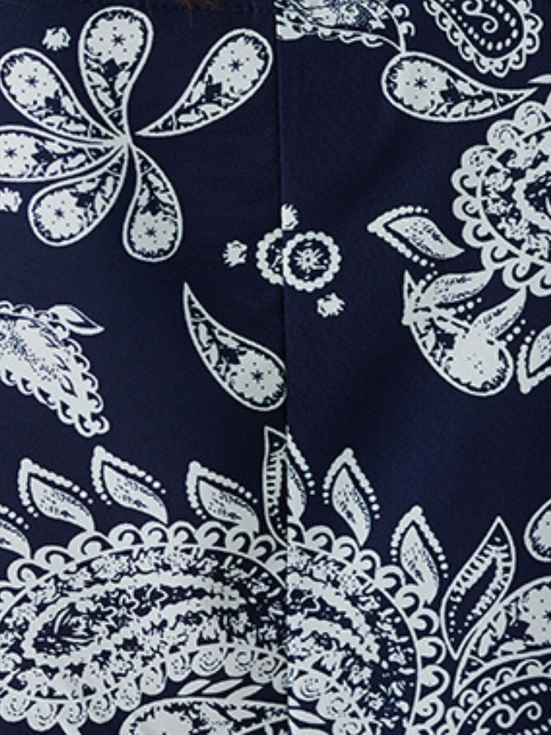 Paisley Print Round Neck Short Sleeve Kaftan Maxi Dress 2