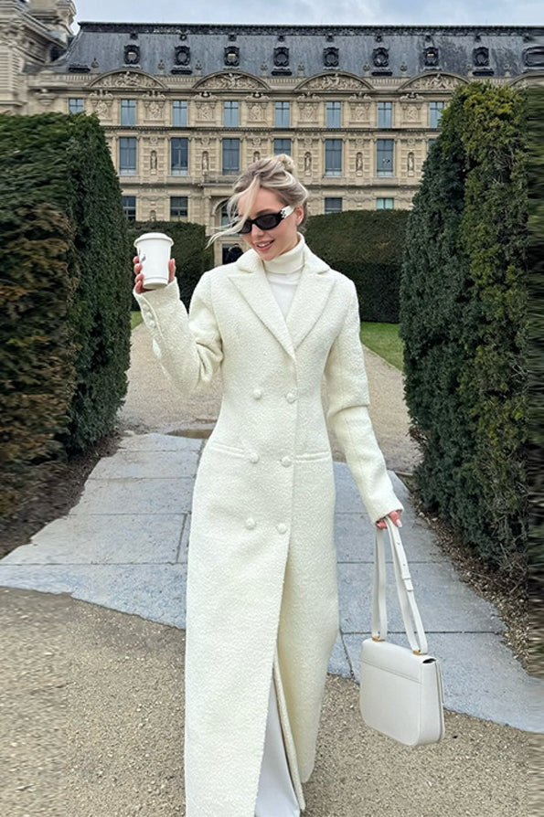 Solid Color Slim Fit Long Elegant Tailored Overcoat