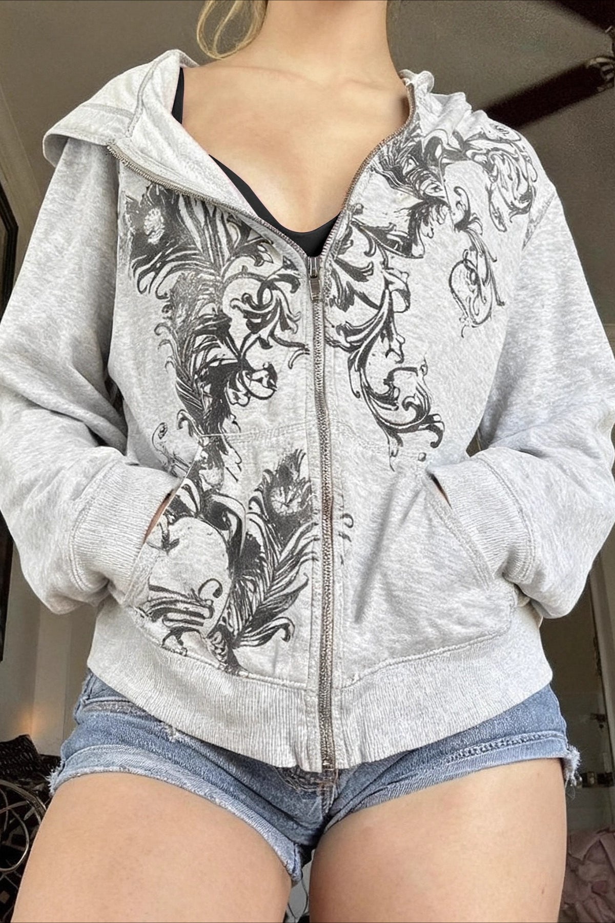 Dark Graphic Zip Hoodie - Fashionpara