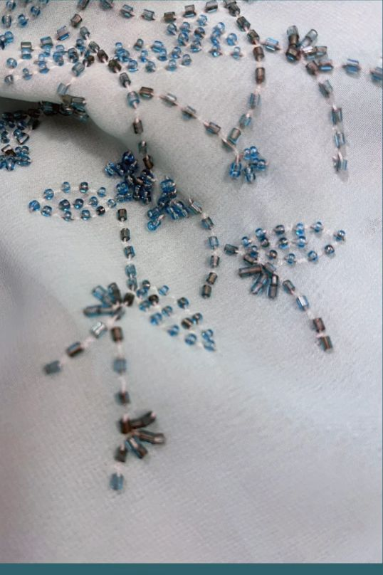 Elegant Spaghetti Straps Ombre Blue Chiffon Beaded A Line Long Prom Dress Formal Evening Gown D825