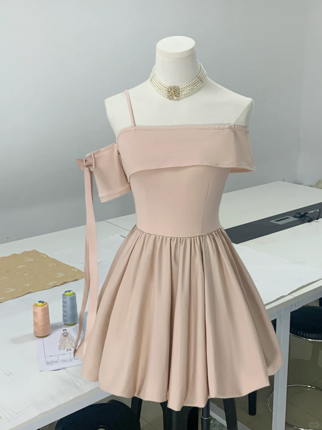 Elegant Off The Shoulder Pink A Line Short Party Dress Homecoming Dress D106
