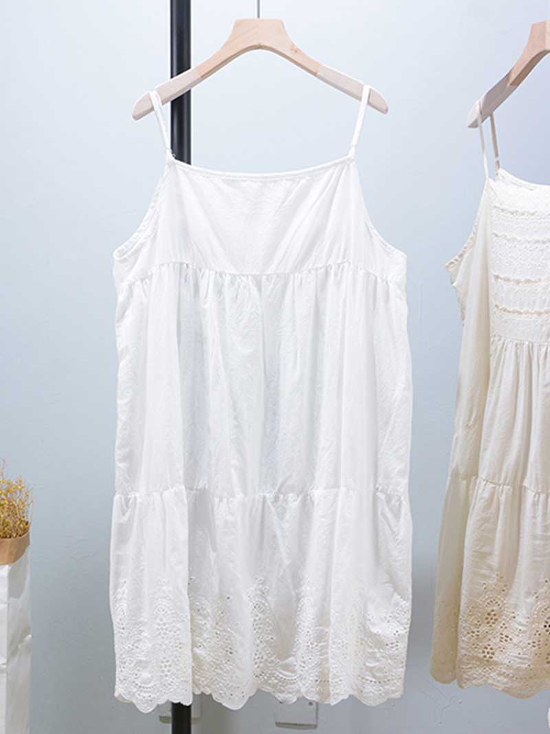 Steal the look Cotton Embroidery Slip Vest - Fashionpara