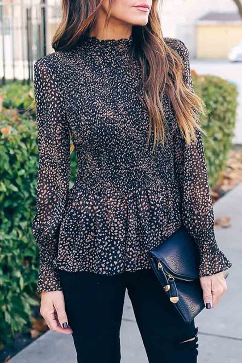 Florcoo Slim Ruffled Long Sleeve Top - Fashionpara