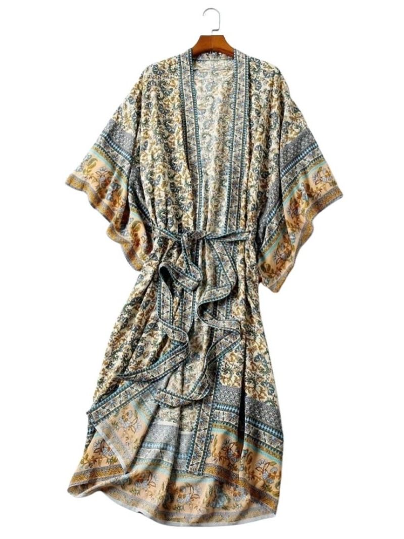 Pebble Beachwear Cotton Long Length Gown Robe Kimono - Fashionpara