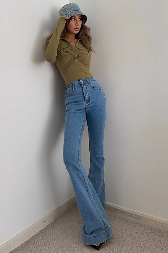 Retro High Waist Jeans Stretch Pants