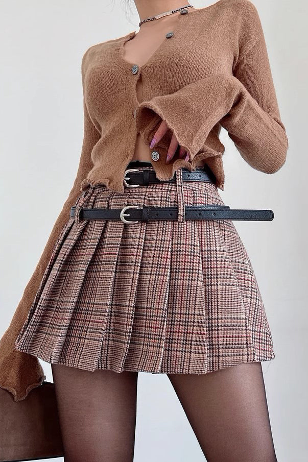 High Waisted Slimming Short Skirt Pleated Skirt