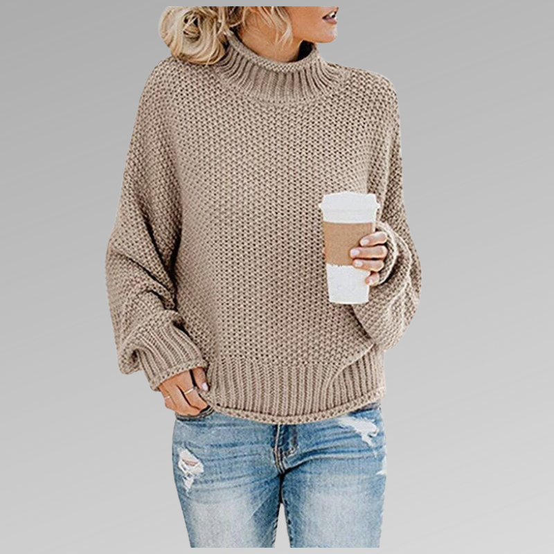 Turtleneck Drop Shoulder Chunky Knit Oversized Sweater 9