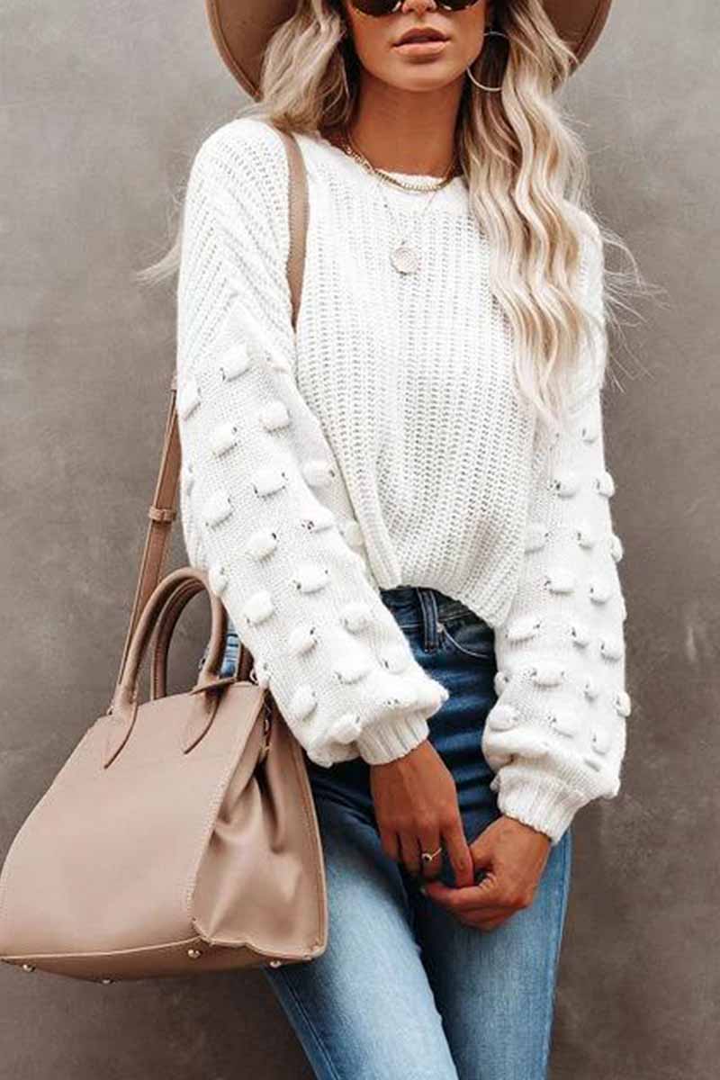 Florcoo Classic Knitted Crew Neck Sweater for Everyday Style