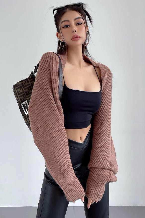 Orro Shop Long Sleeve Knitting Sweater Coat for Elegance