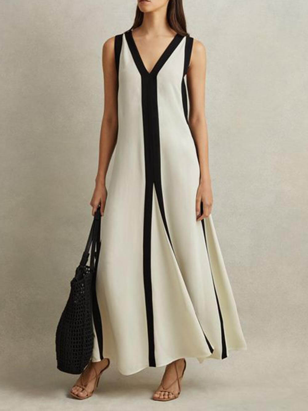 Reversible Style Colorblock A-Line Maxi Dress - Fashionpara