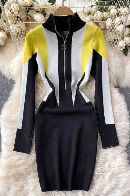 Chic Long Sleeve Knitted Sweater Dress for Effortless Style