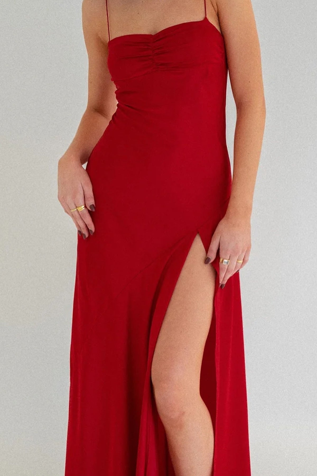 Simple Sheath Spaghetti Straps Pink Long Party Dress with Split Front