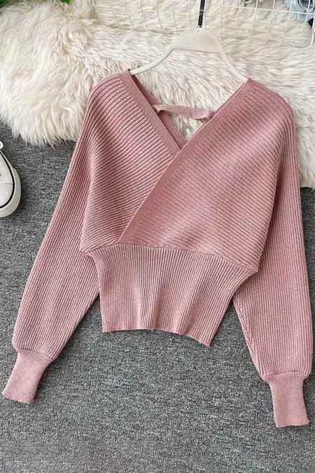 Elegant Batwing Sleeve Knitted Sweater for Women
