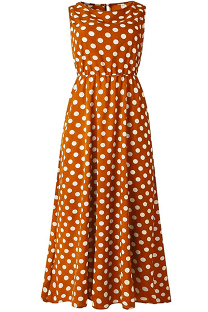 Florcoo Polka Dot Round Neck Dress(5 colors)