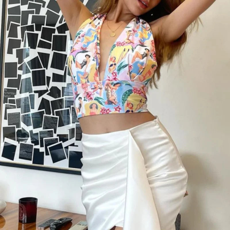 Colorful Beach Girls Print Vest - Fashionpara