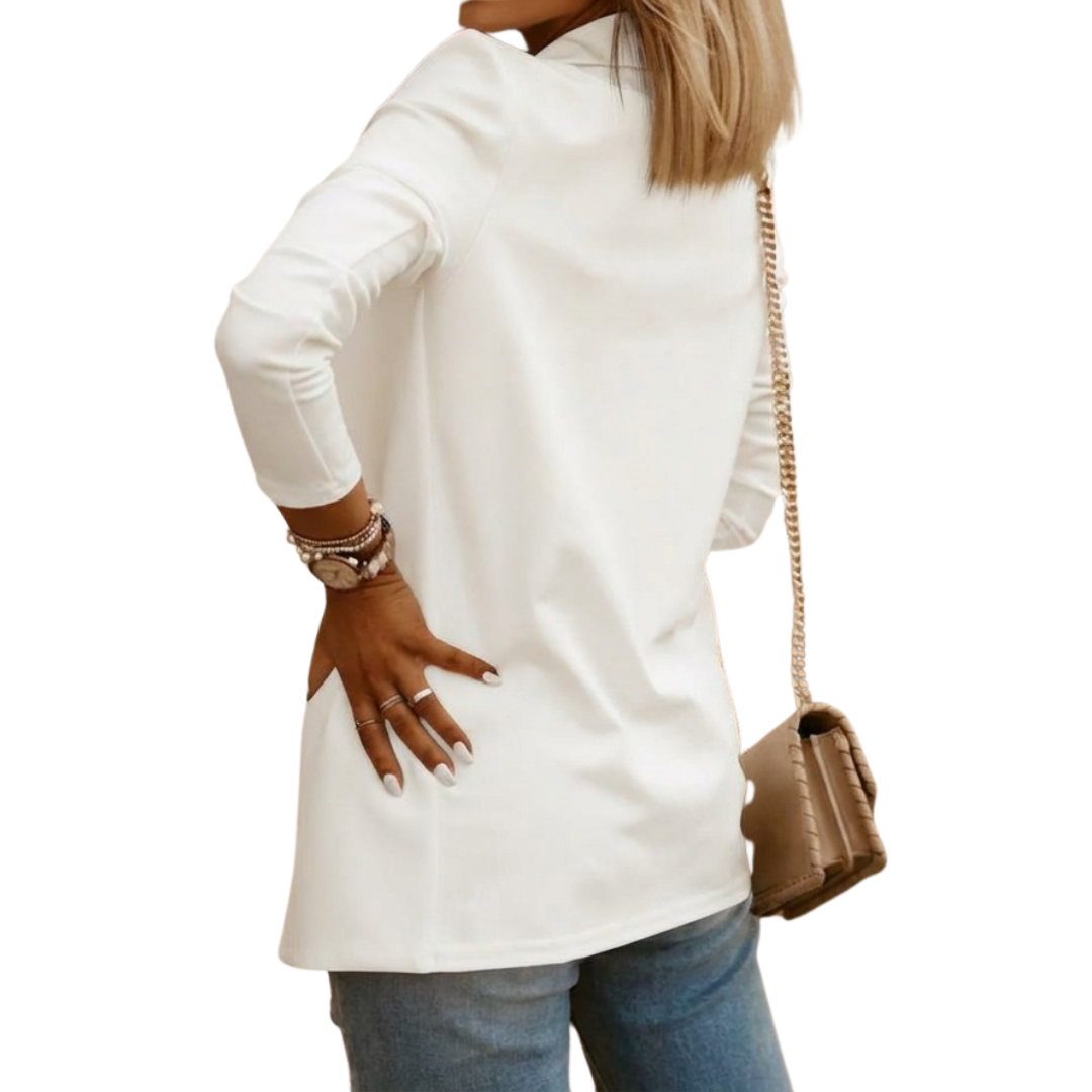 Open Front Draped Long Sleeve Blazer 5