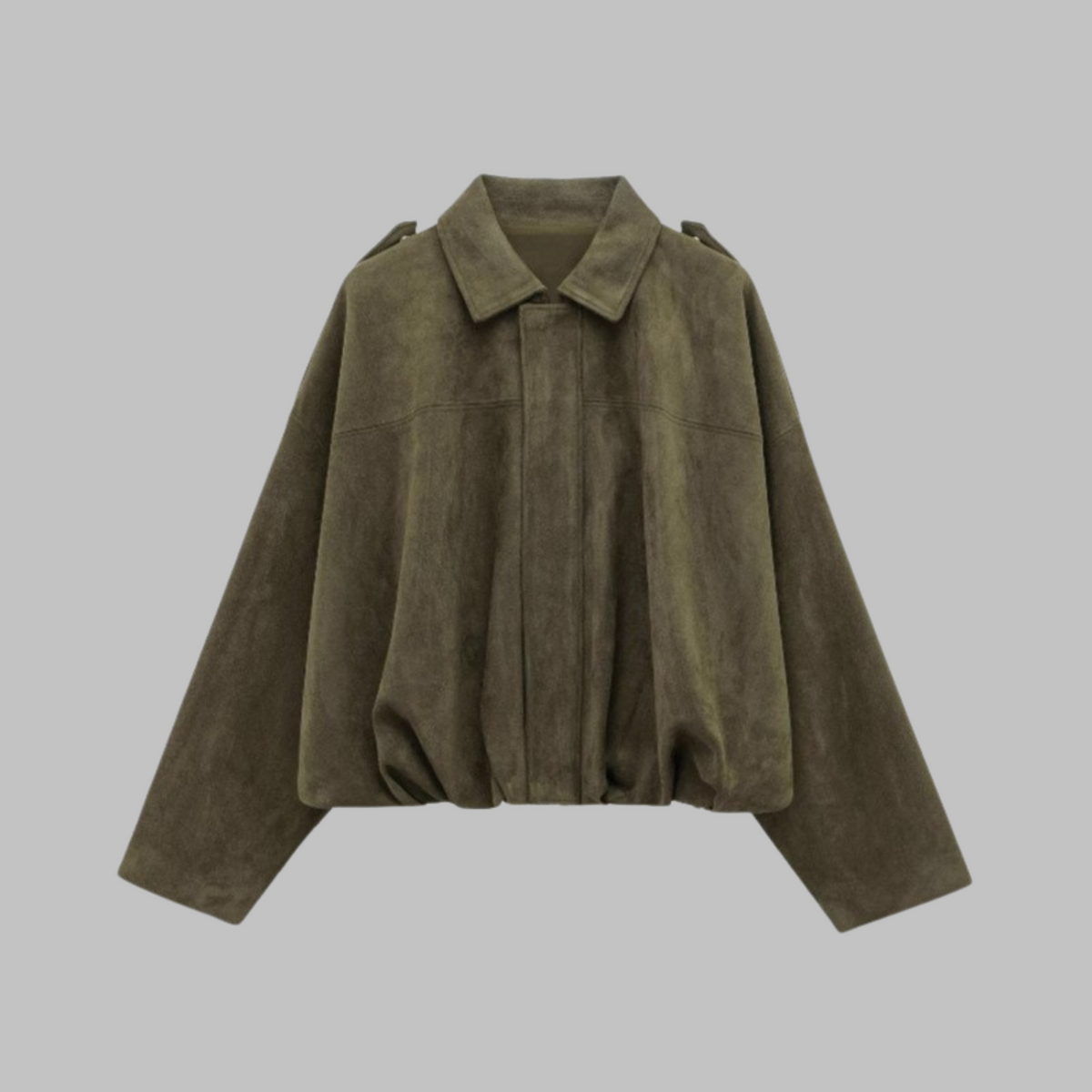 Collared Zip Front Epaulette Oversized Bomber Jacket 3