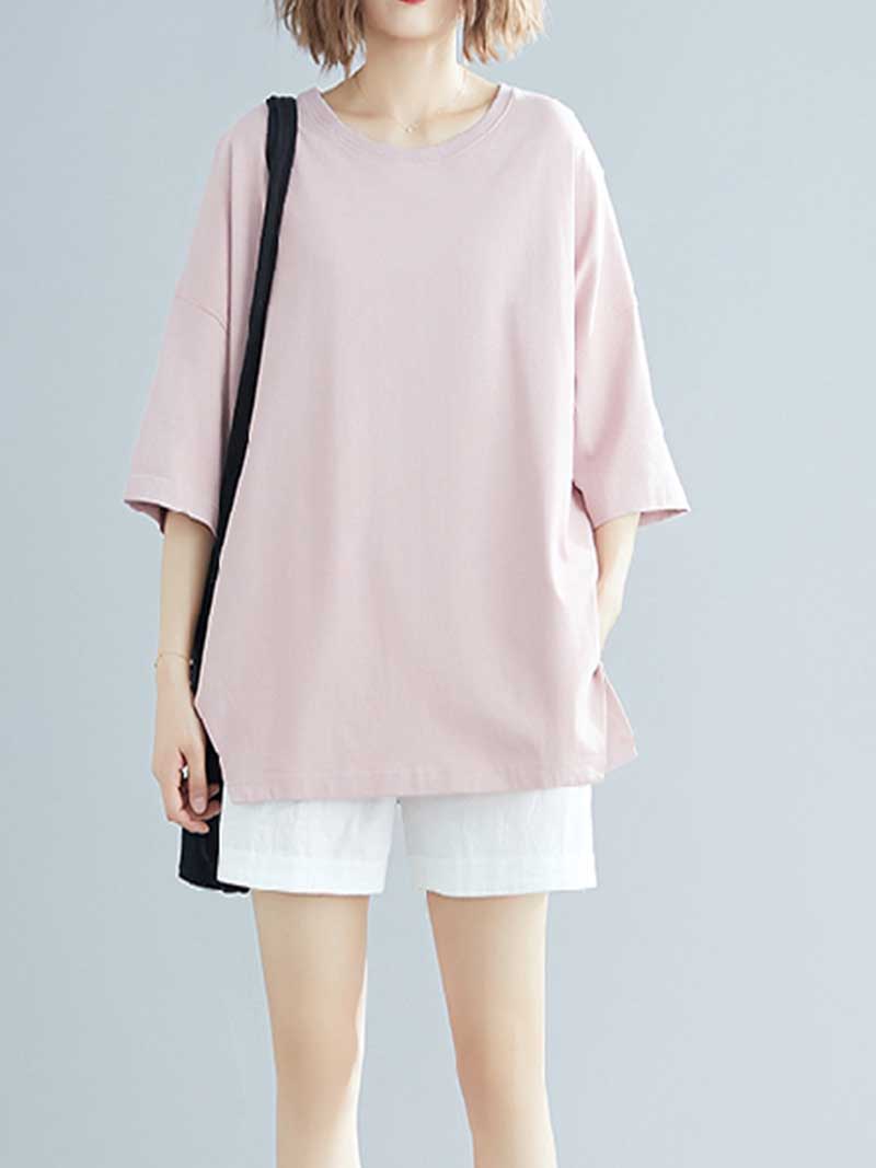 Foggy Day Round Neck Plain Top - Fashionpara