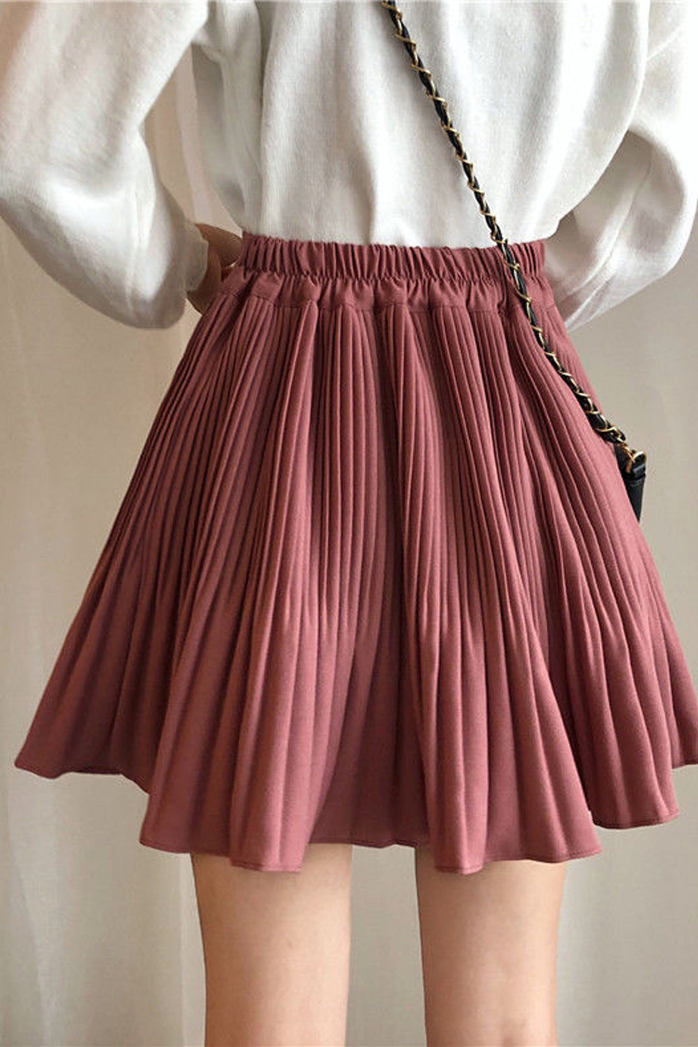 High Waist Solid A-Line Mini Skirts - Fashionpara