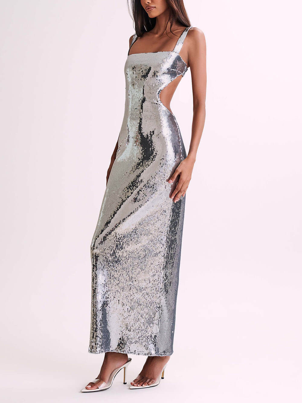 Sequin Cut Out Maxi Dress - Fashionpara