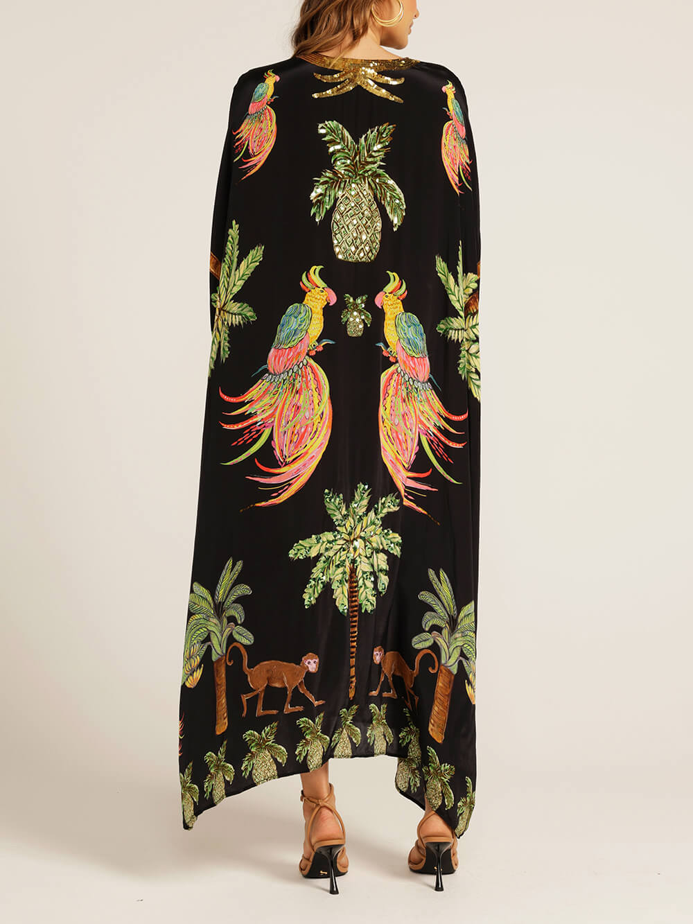 Unique Drop Shoulder Sleeve Coconut Tree Printed Dress - Fashionpara