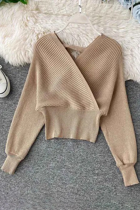 Elegant Batwing Sleeve Knitted Sweater for Women