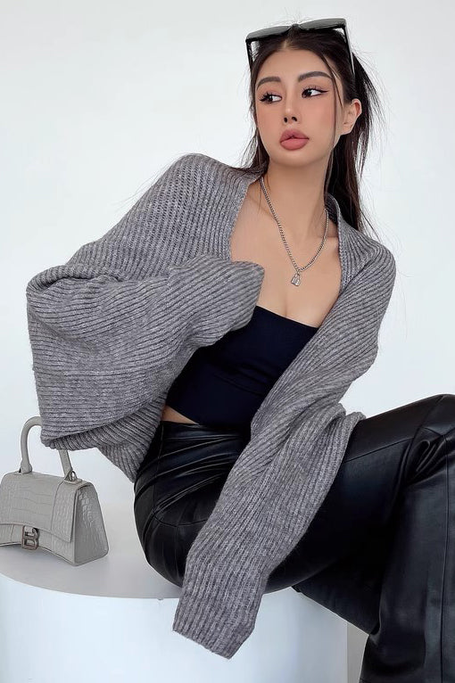 Orro Shop Long Sleeve Knitting Sweater Coat for Elegance