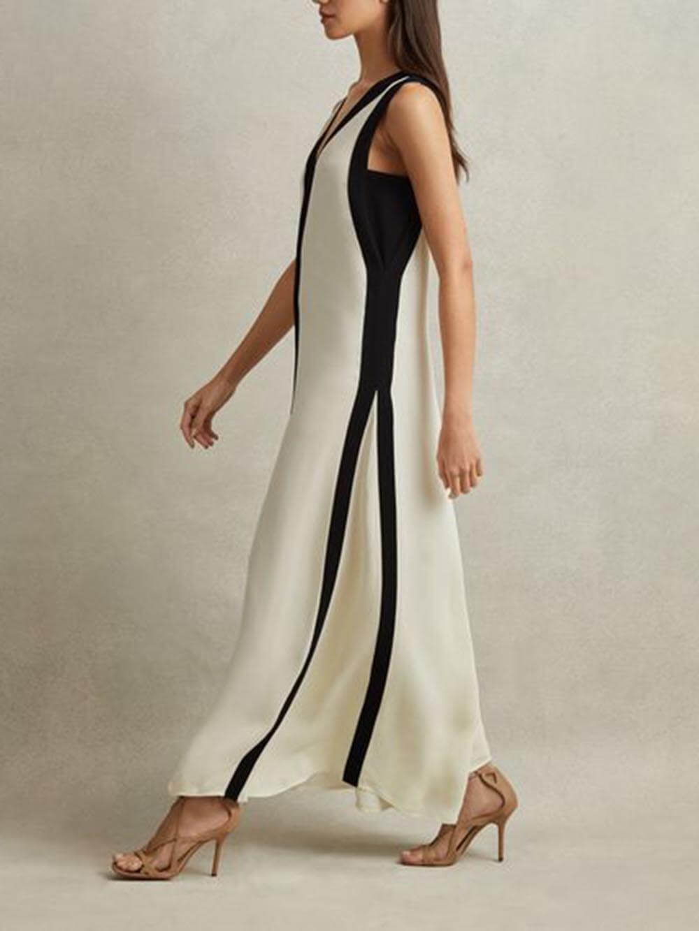 Reversible Style Colorblock A-Line Maxi Dress - Fashionpara