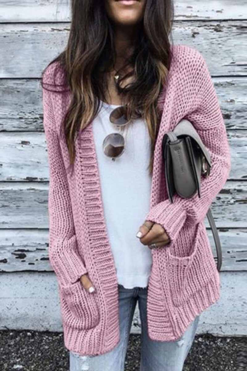 Florcoo Women's Solid Loose Sleeve Cardigan Sweater