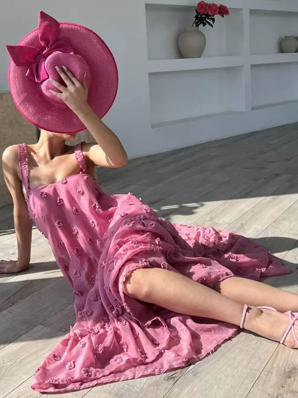 Pretty Flower Decor A-Line Layered Loose Maxi Dress - Fashionpara