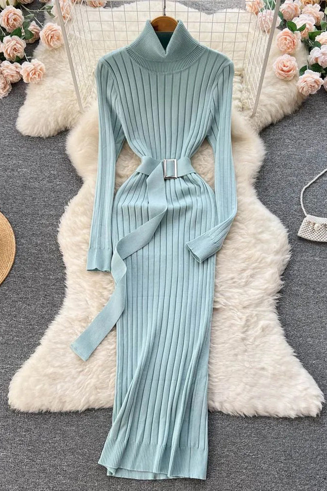 Elegant Bodycon Turtleneck Sweater Dress for Women