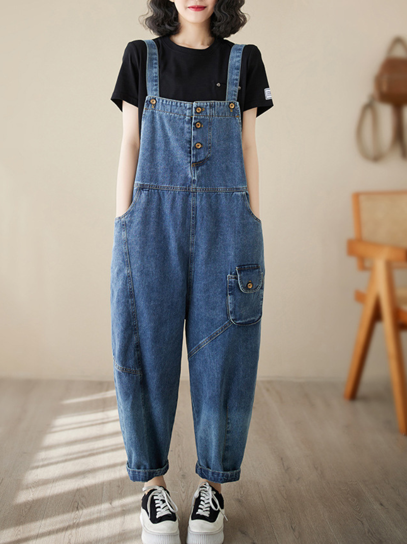 Follow Your Heart Denim High Waist Overall Dungarees - Fashionpara