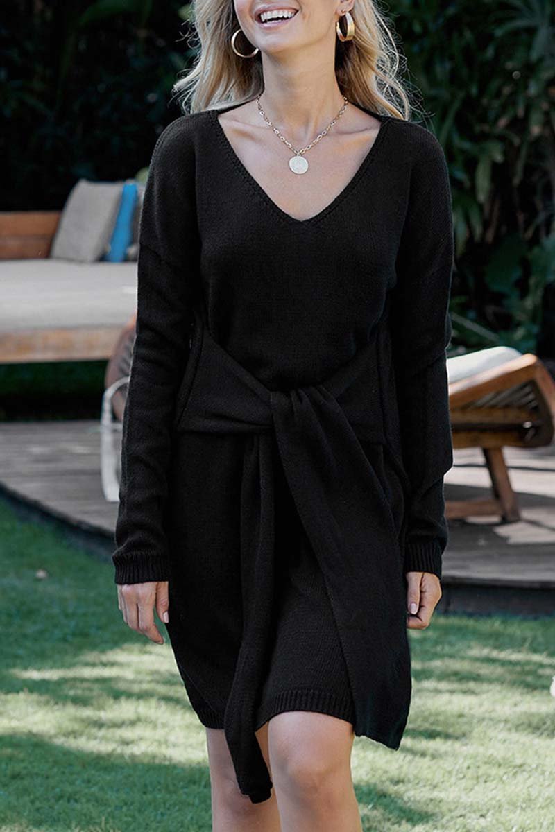 Florcoo Stylish Half Belt Casual Sweater for Effortless Chic