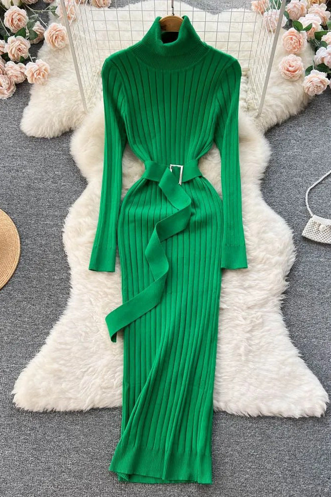 Elegant Bodycon Turtleneck Sweater Dress for Women
