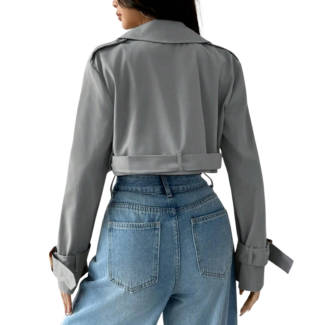 Lapel Belted Cuff Cropped Jacket 4
