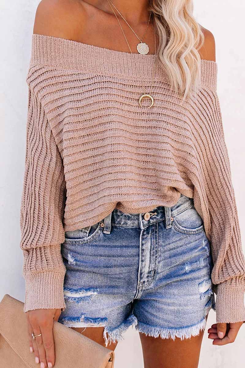 Florcoo Striped Off-Shoulder Sweater for Effortless Style