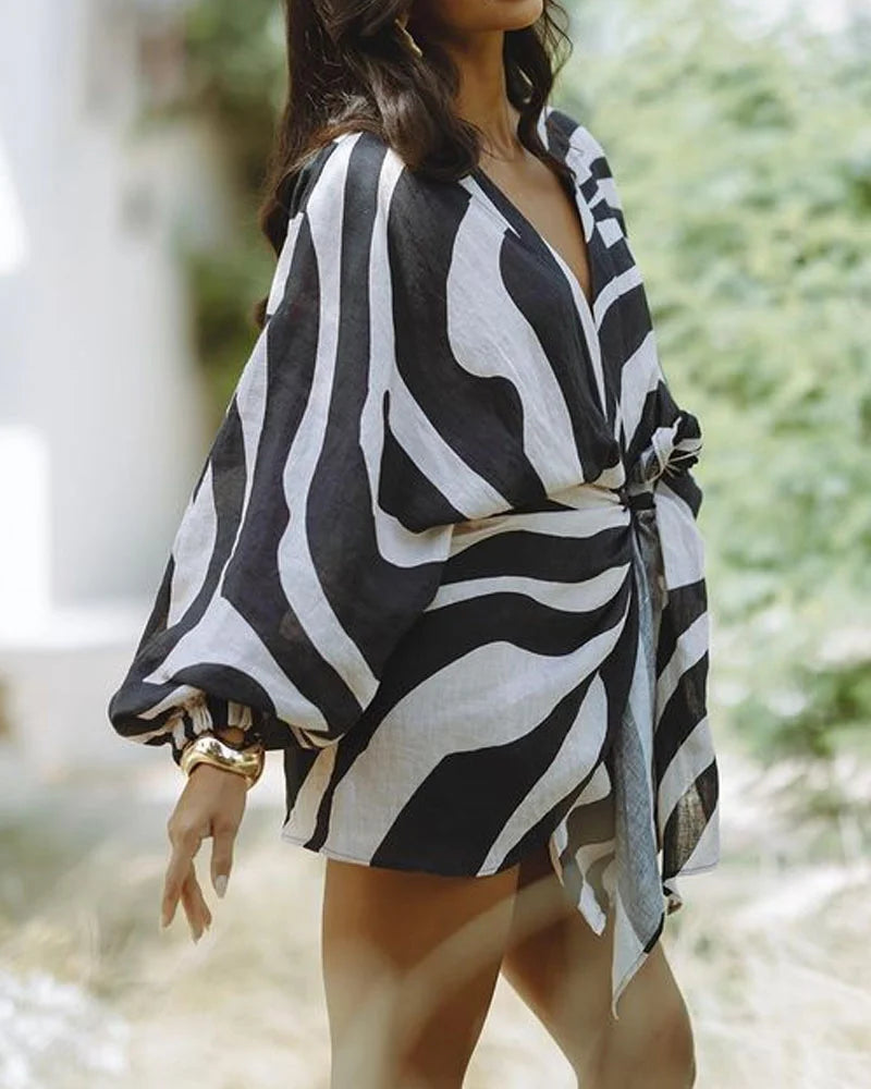 Casual Zebra Print Dress - Fashionpara