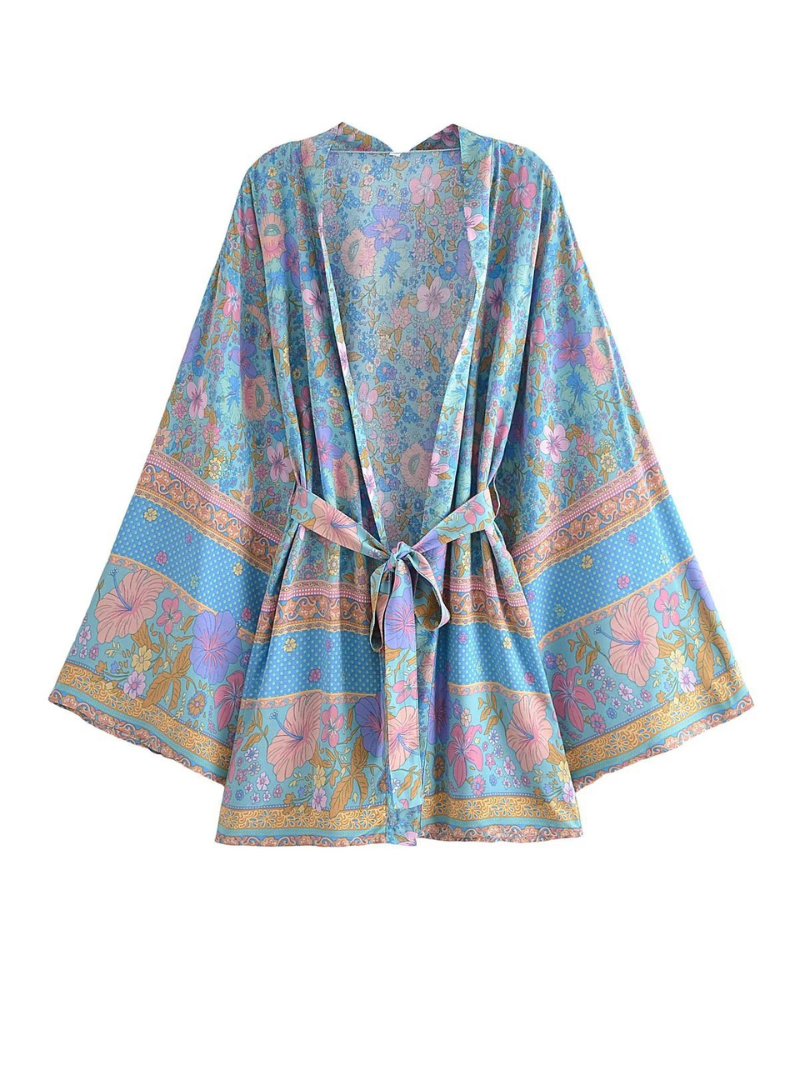 Down To Earth Cotton Floral Short Kimono Jcaket - Fashionpara
