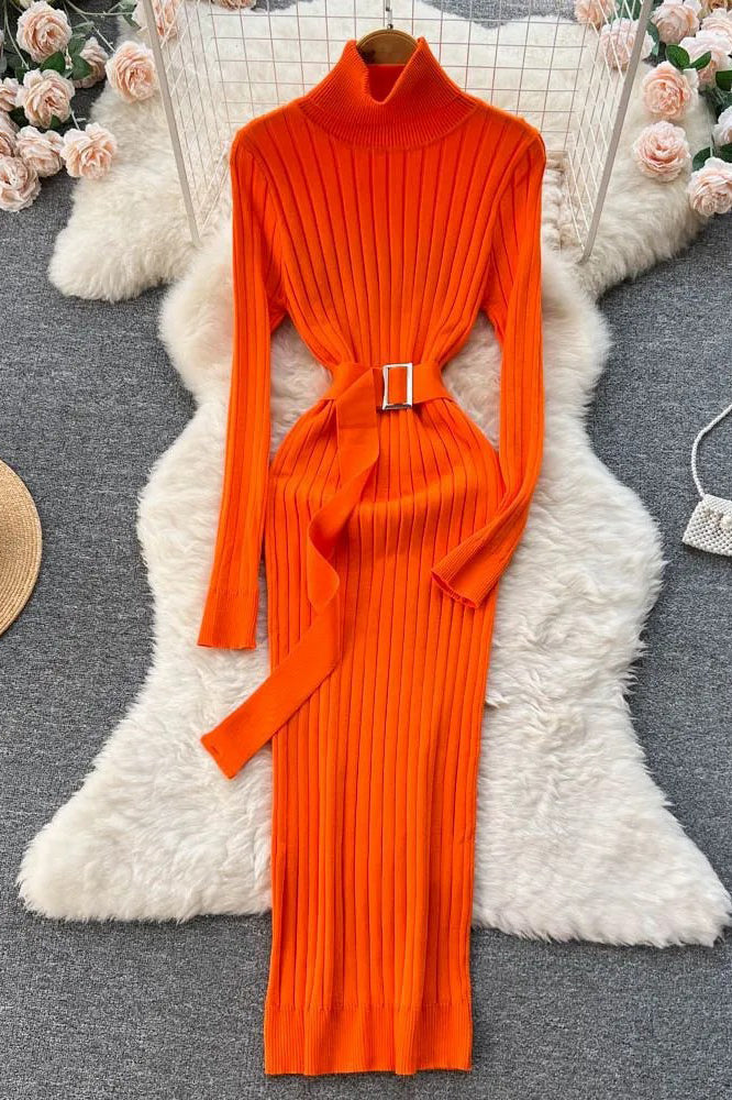 Elegant Bodycon Turtleneck Sweater Dress for Women