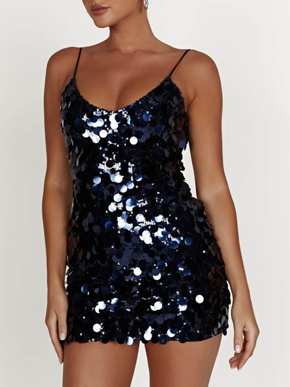 Sequin Strap Party Mini Dress - Fashionpara