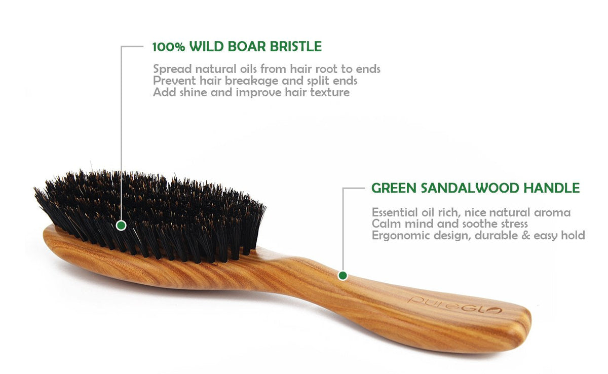 Green Sandalwood Boar Bristle Hair Brush Set