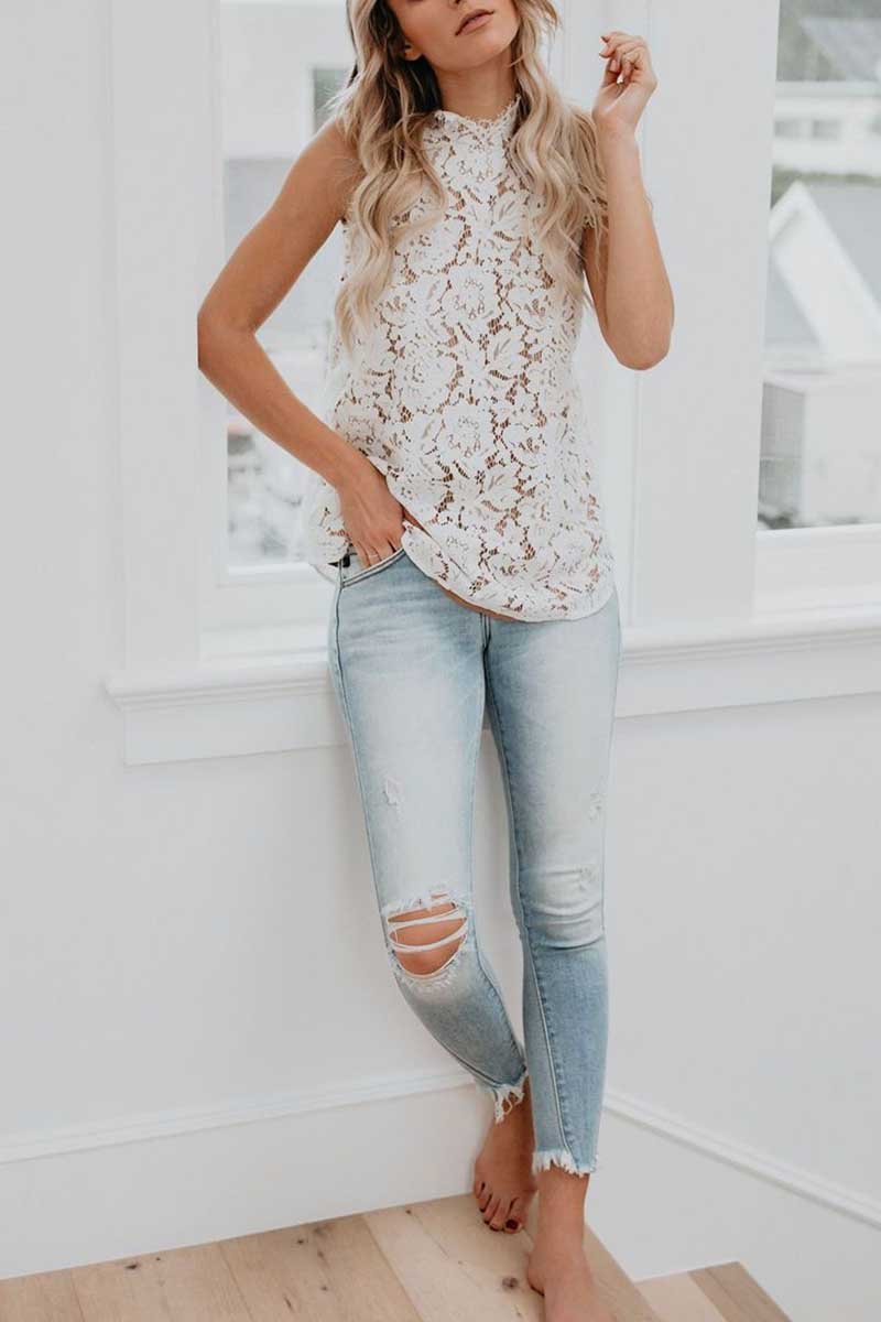 Florcoo Sexy Cutout Lace Tops - Fashionpara