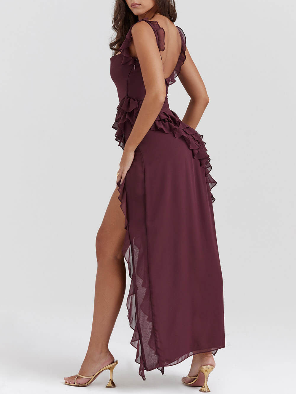 Mulberry Ruffle Maxi Dress - Fashionpara