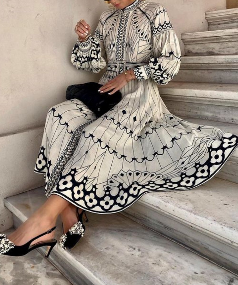 Holiday Boho Border Printed Maxi Dress - Fashionpara