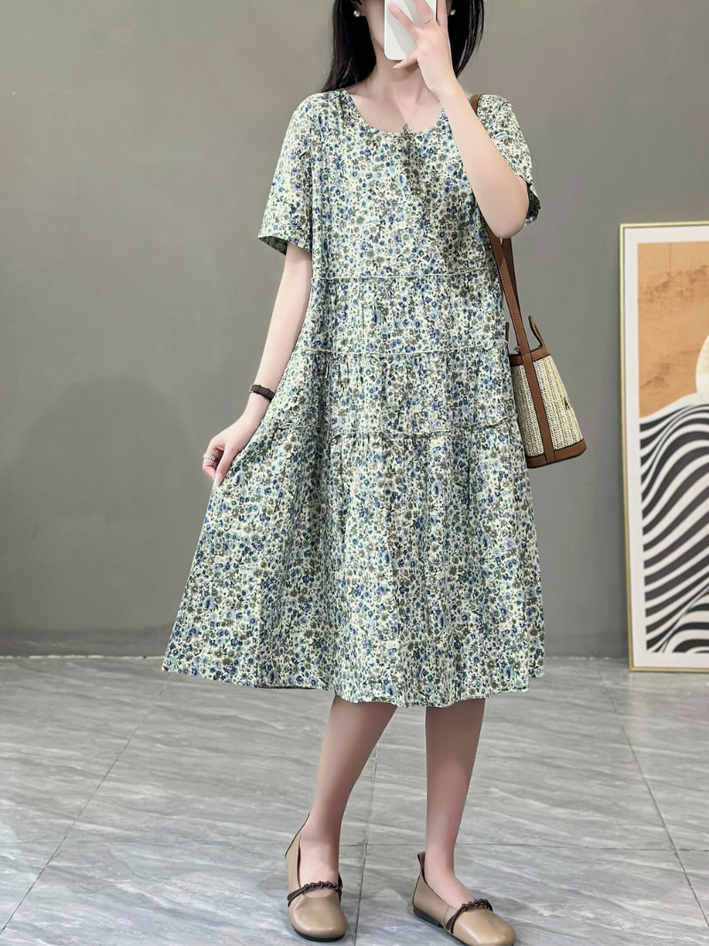 All You Need Cotton Round Neck A-line Dress - Fashionpara